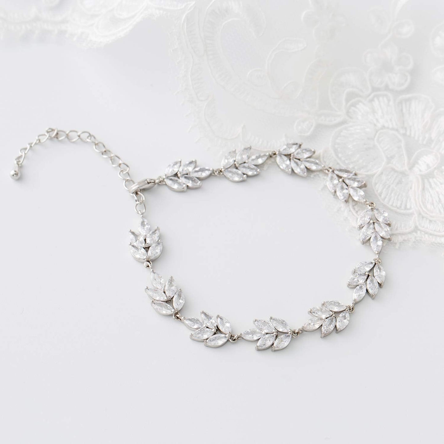 Bracelet Wedding Bridal for Brides,Bridesmaid-Crystal Cubic Zirconia Bracelet Leaf Vine Vintage Style