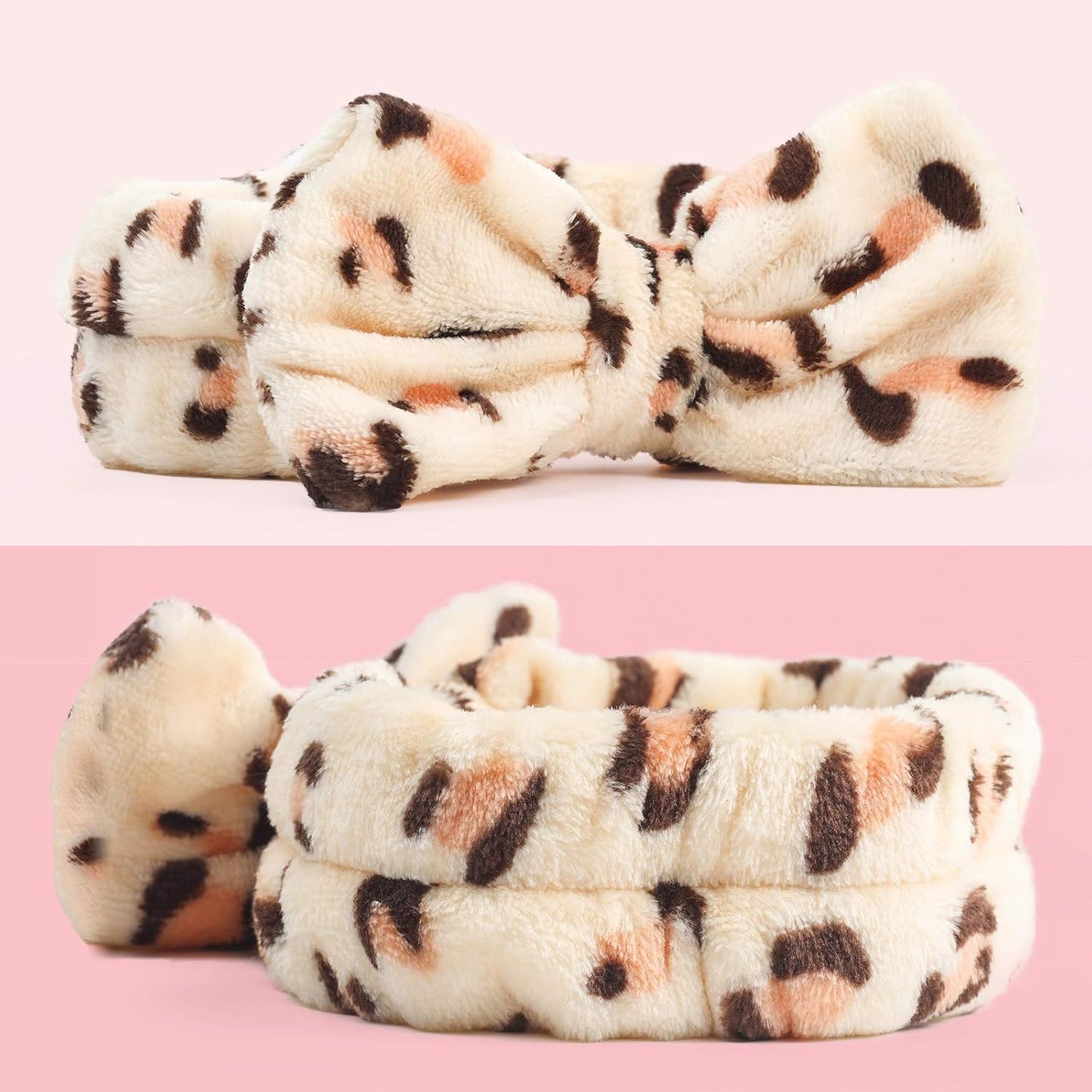 8Pack Spa Headband for Women, Makeup Headband for Washing Face, Skincare Fuzzy Hair Bands for Teen Girls Kids, Coral Fleece