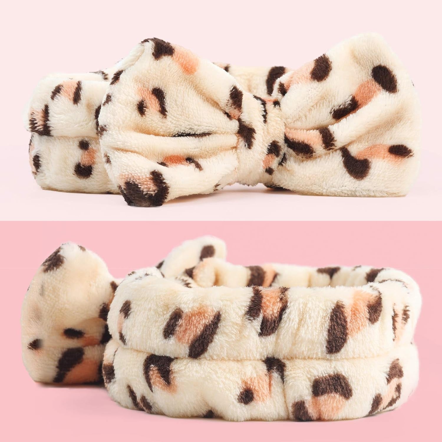 8Pack Spa Headband for Women, Makeup Headband for Washing Face, Skincare Fuzzy Hair Bands for Teen Girls Kids, Coral Fleece